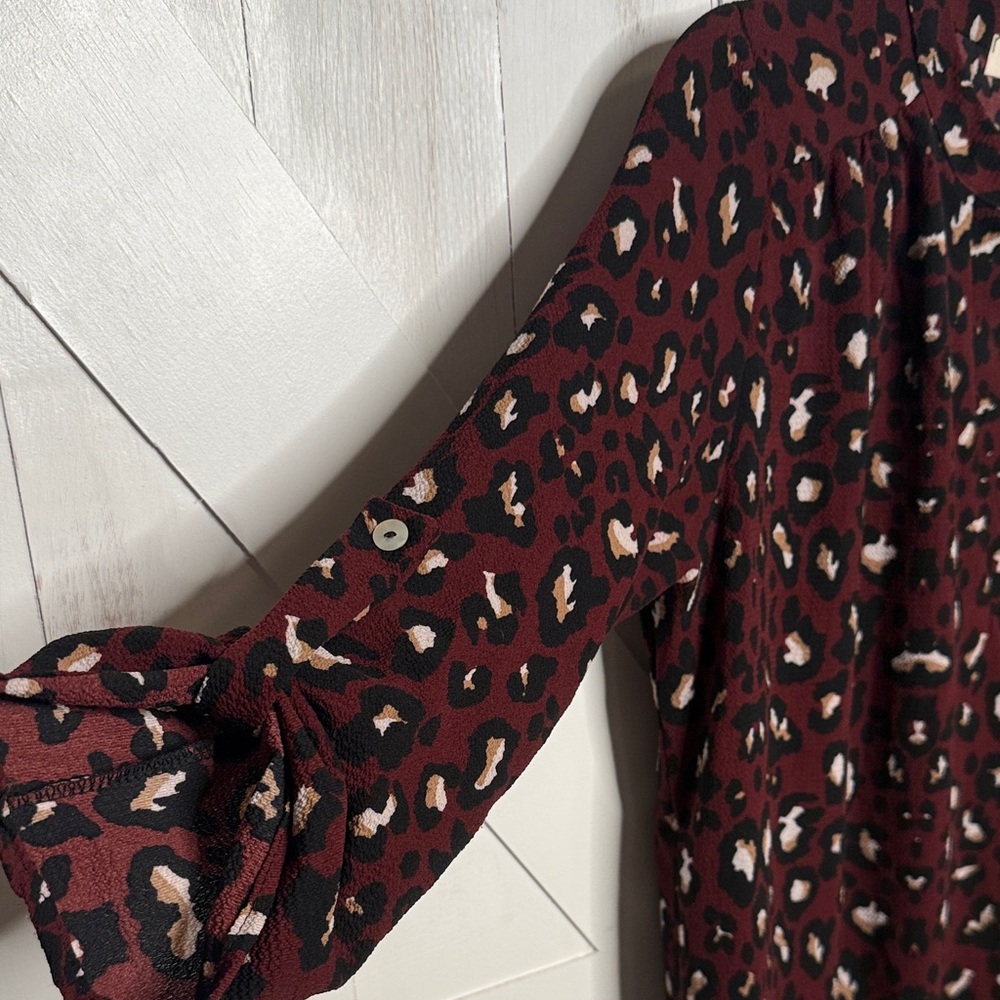 Entro Burgundy Black Leopard Print Dress - Picture 5 of 10